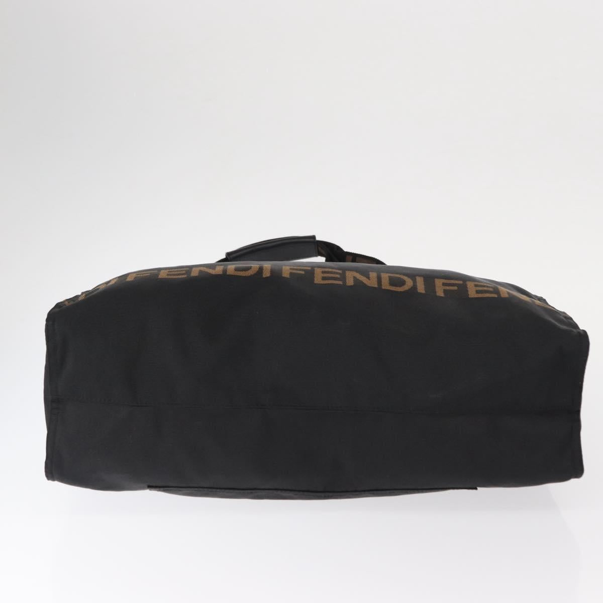 FENDI Hand Bag Nylon Black Silver Auth bs30796