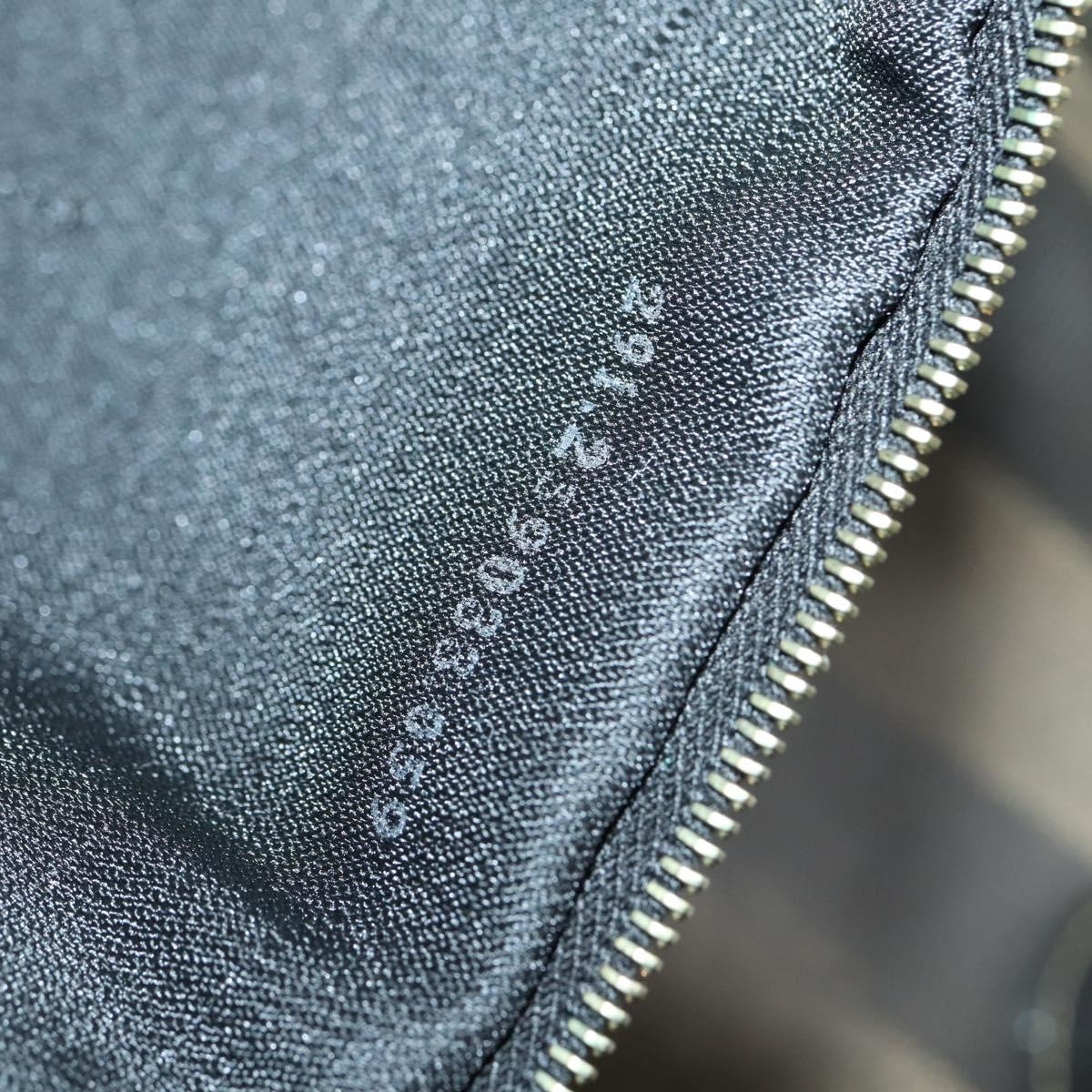 FENDI Pecan Canvas Boston Bag PVC Black Brown gold Auth bs30798