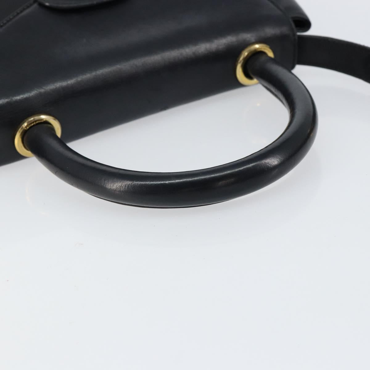 Salvatore Ferragamo Hand Bag Leather 2way Black Gold Auth bs30800