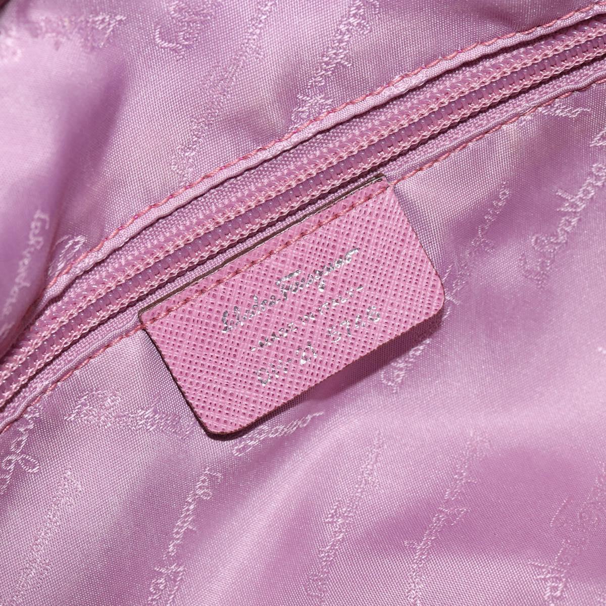 Salvatore Ferragamo Gancini Hand Bag Suede Leather Pink Silver Auth bs30801