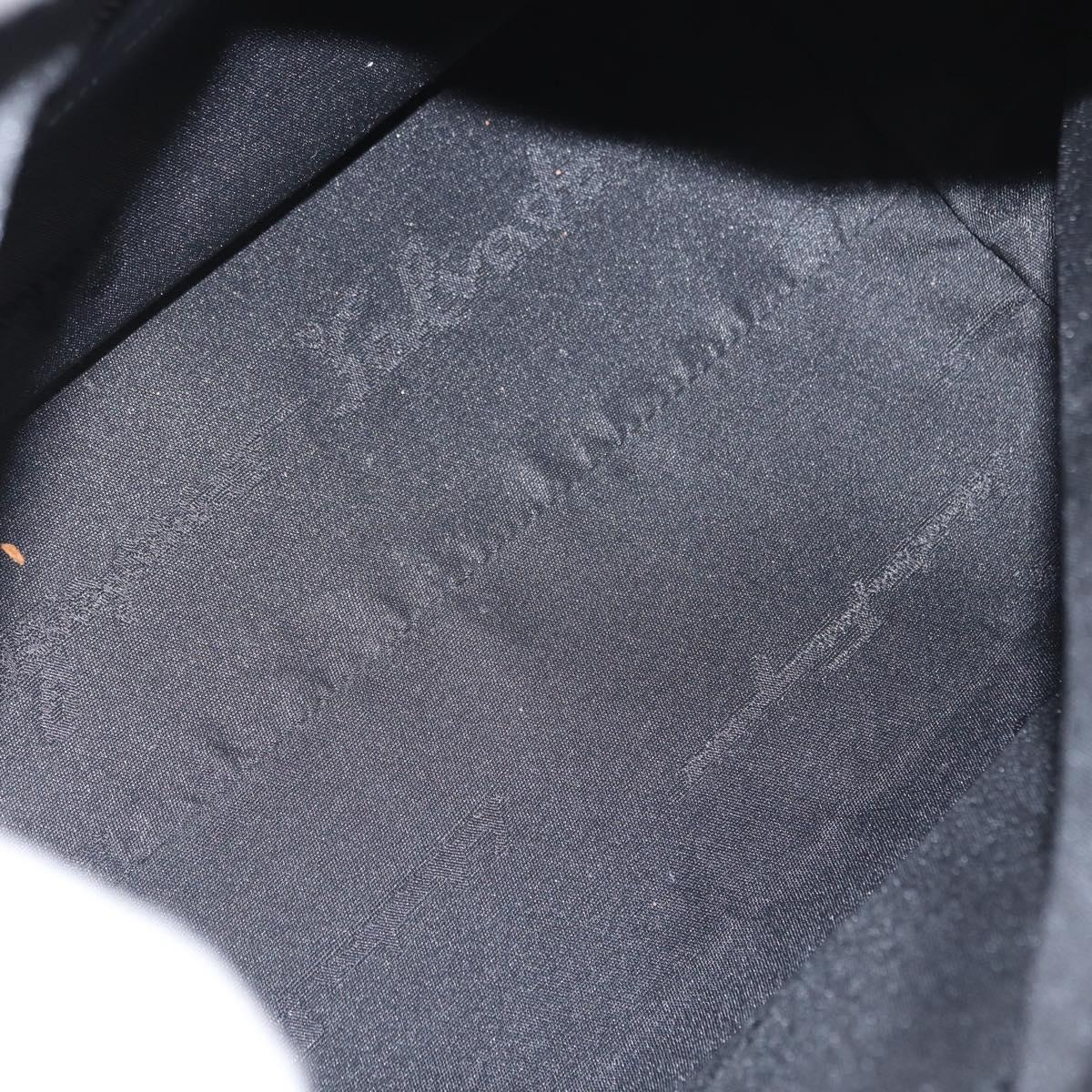 Salvatore Ferragamo Gancini Shoulder Bag Leather Nylon Black Silver Auth bs30802