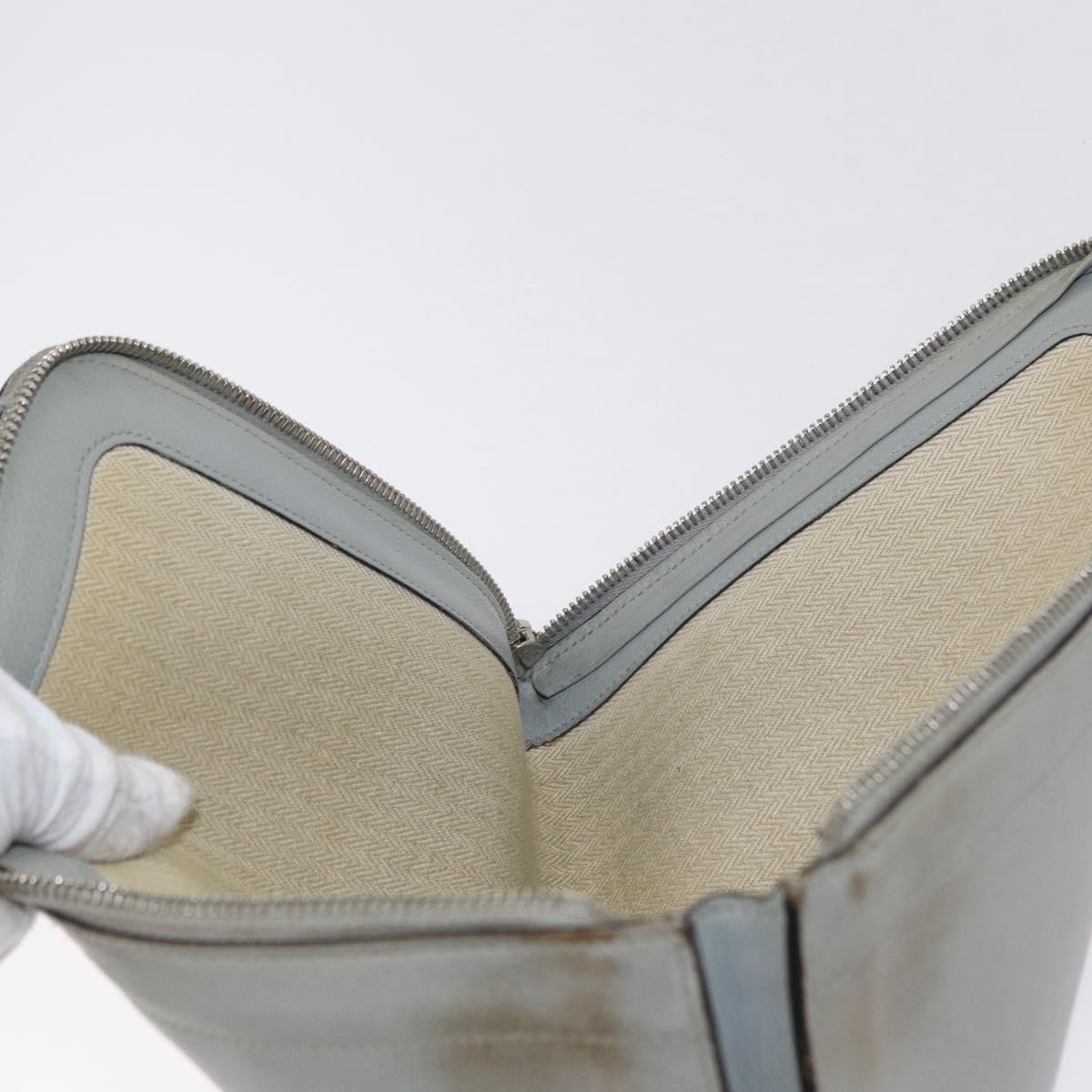 HERMES Zip Tablet Clutch Bag Epsom Gray Auth bs30803