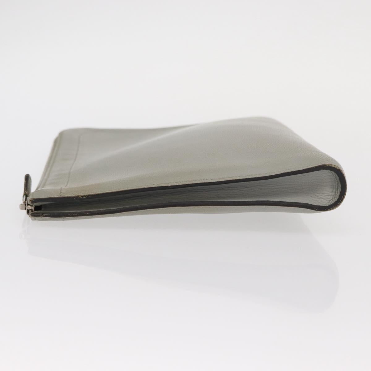 HERMES Zip Tablet Clutch Bag Epsom Gray Auth bs30803