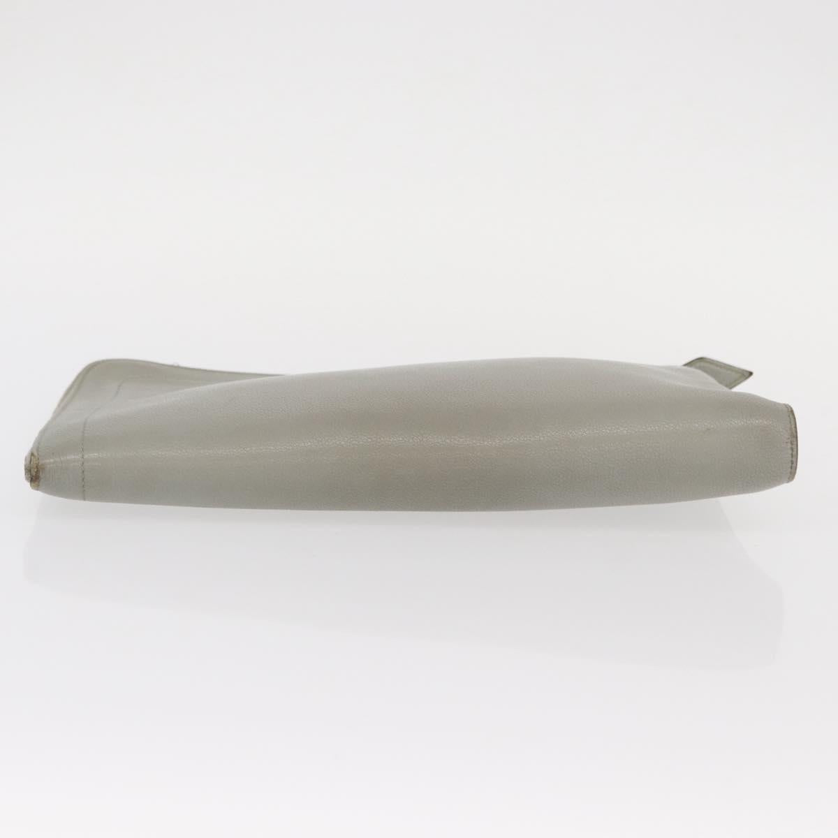 HERMES Zip Tablet Clutch Bag Epsom Gray Auth bs30803