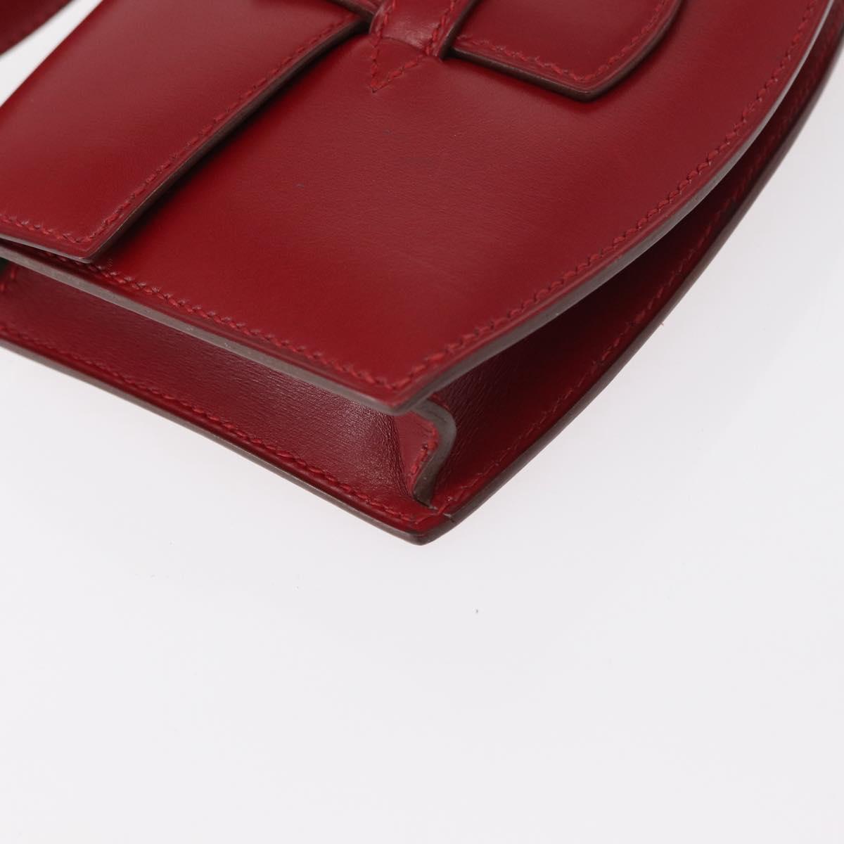 HERMES Waist Bag Leather Red Silver Auth bs30804