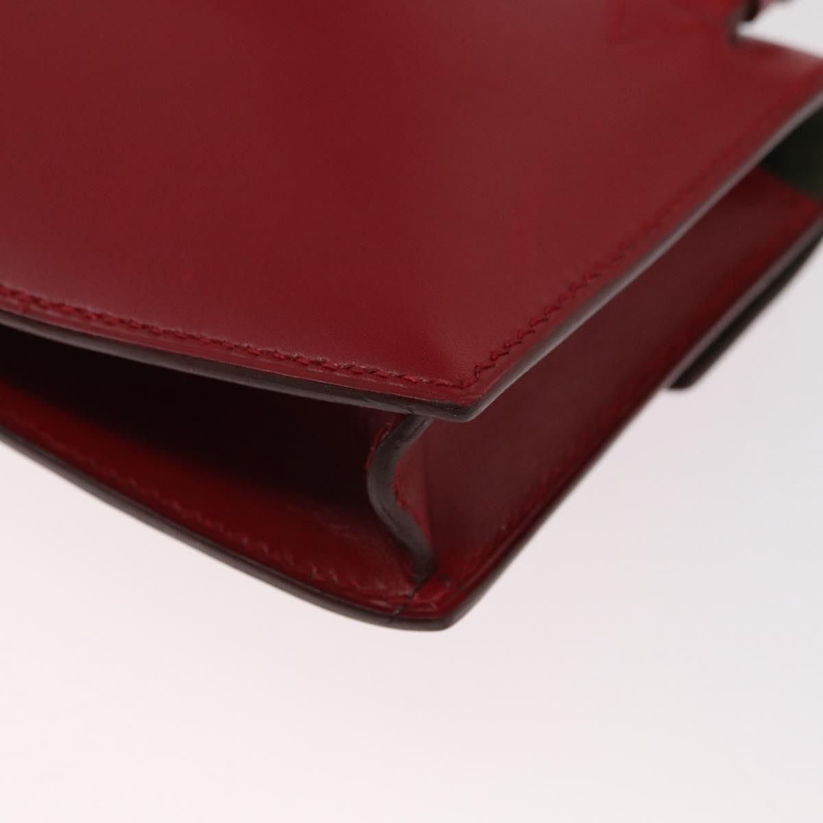 HERMES Waist Bag Leather Red Silver Auth bs30804