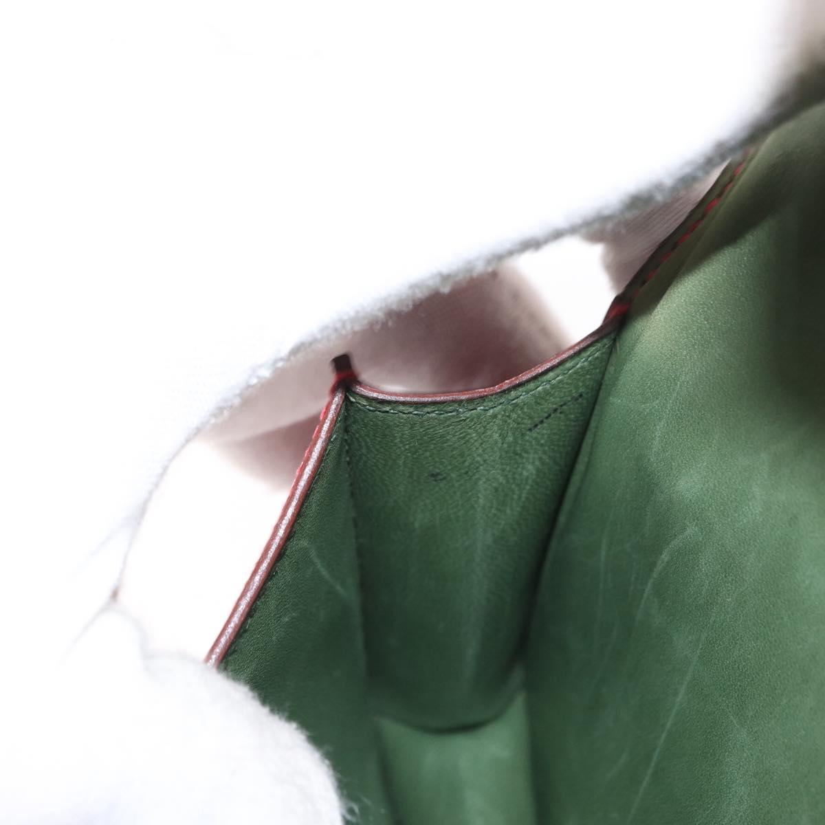 HERMES Waist Bag Leather Red Silver Auth bs30804