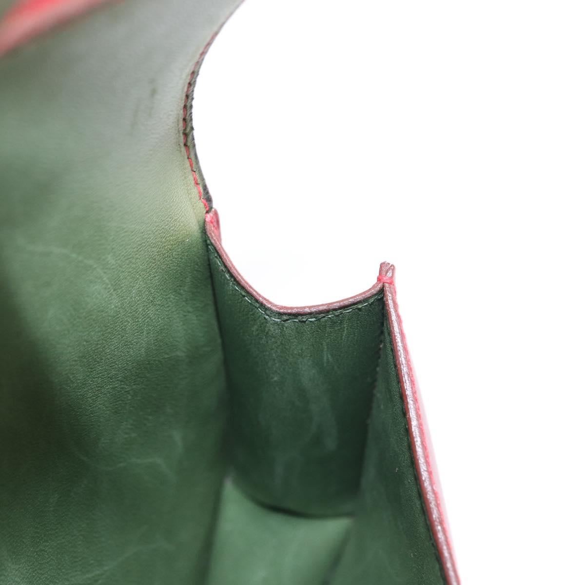 HERMES Waist Bag Leather Red Silver Auth bs30804