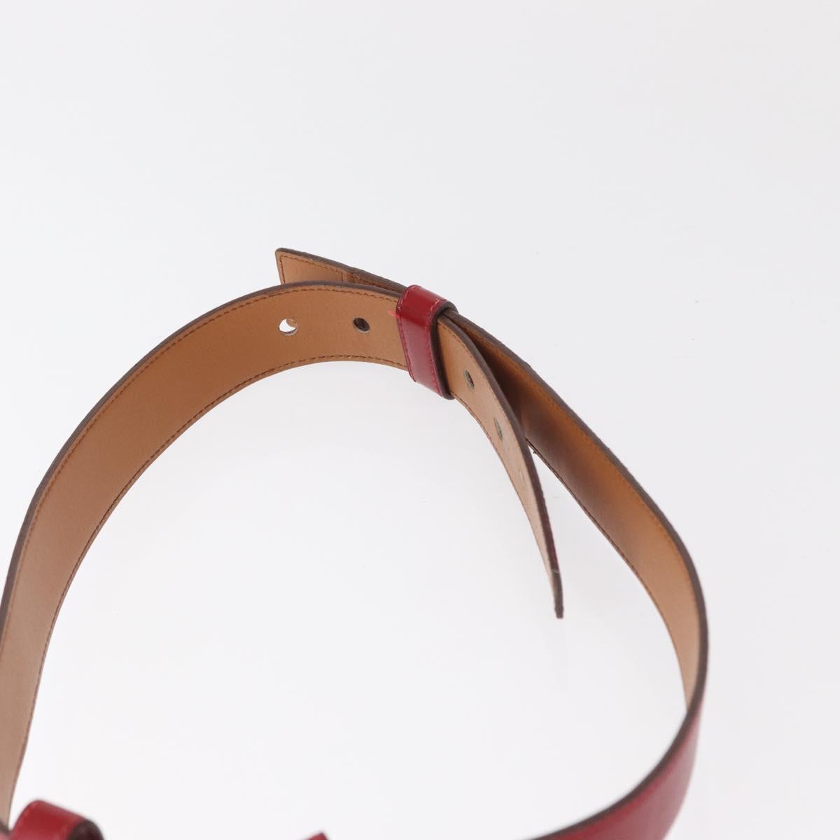 HERMES Waist Bag Leather Red Silver Auth bs30804