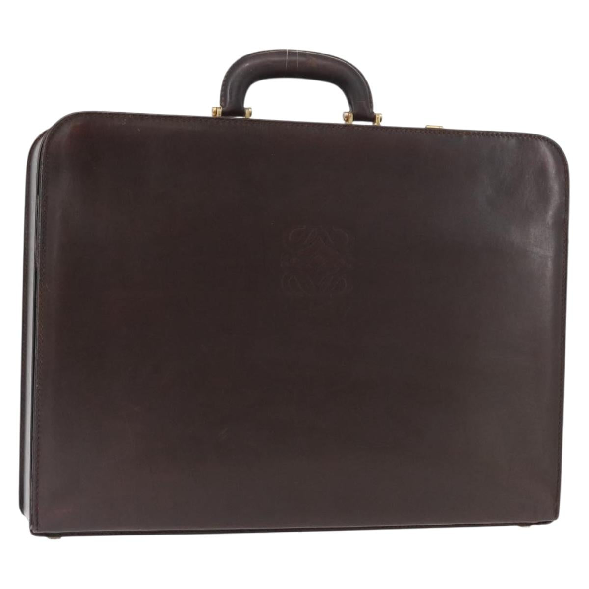 LOEWE Trunk Case Leather Brown Gold Auth bs30805