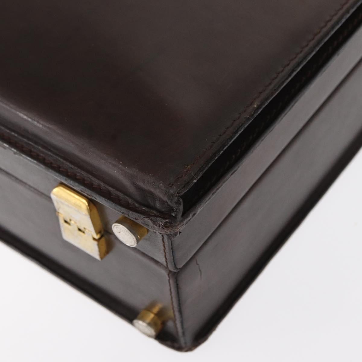 LOEWE Trunk Case Leather Brown Gold Auth bs30805