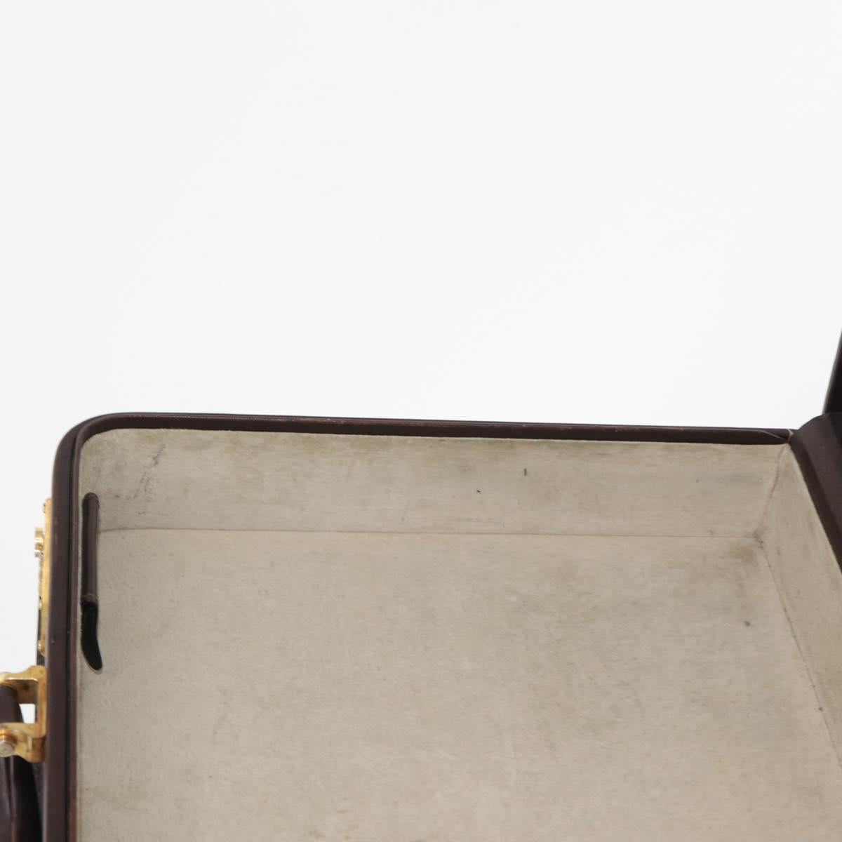 LOEWE Trunk Case Leather Brown Gold Auth bs30805