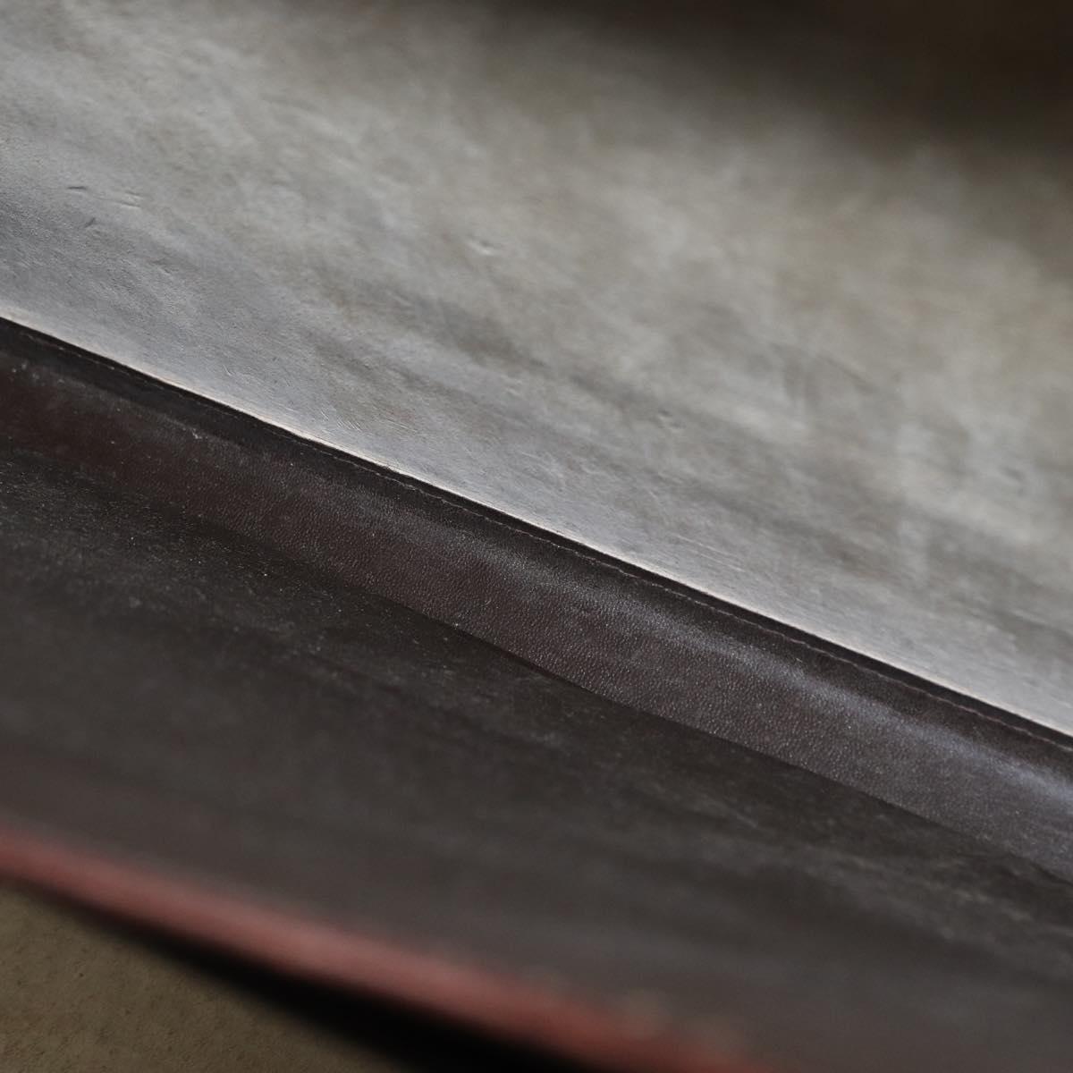 LOEWE Trunk Case Leather Brown Gold Auth bs30805