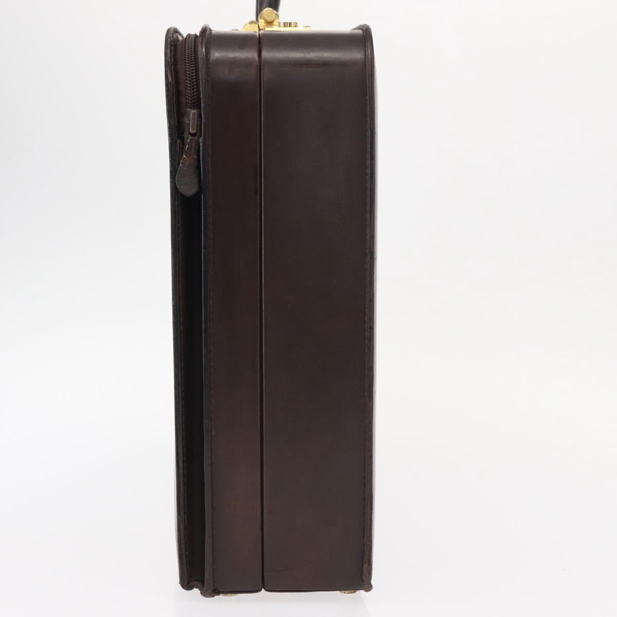 LOEWE Trunk Case Leather Brown Gold Auth bs30805
