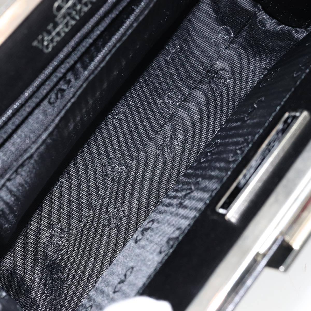 VALENTINO Shoulder Bag Leather Black Gold Auth bs30807