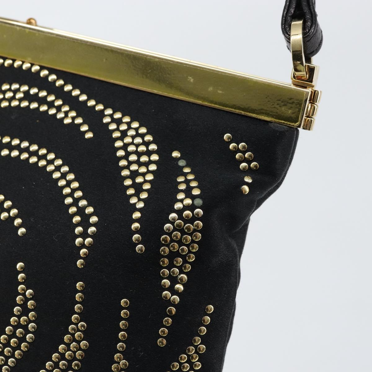 VALENTINO Hand Bag Satin Brown Gold Auth bs30808