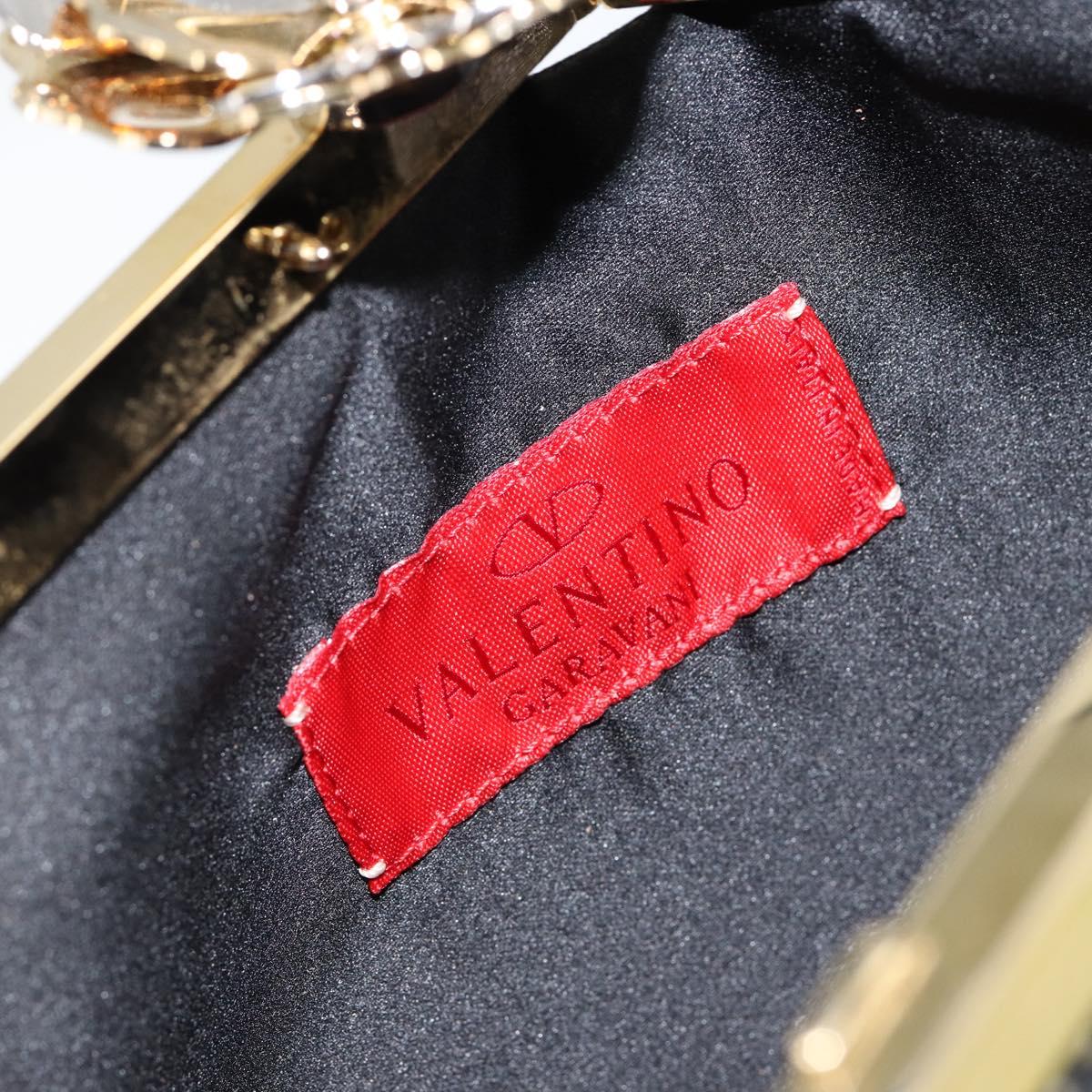 VALENTINO Hand Bag Satin Brown Gold Auth bs30808