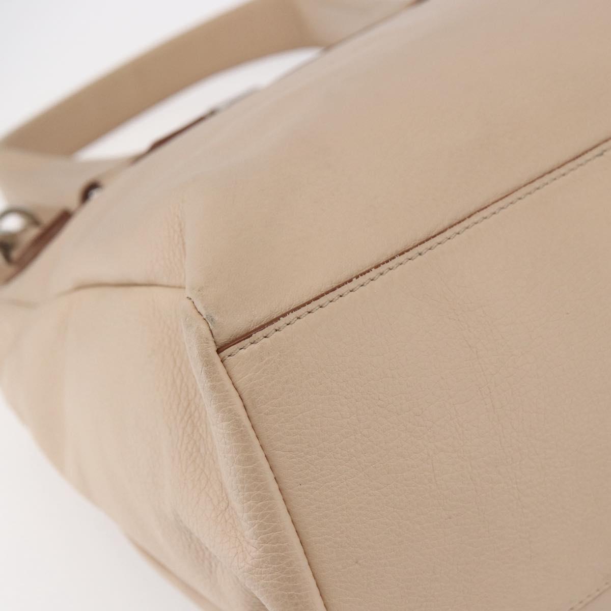 GIVENCHY Hand Bag Leather 2way Baby Blue Silver Auth bs30809