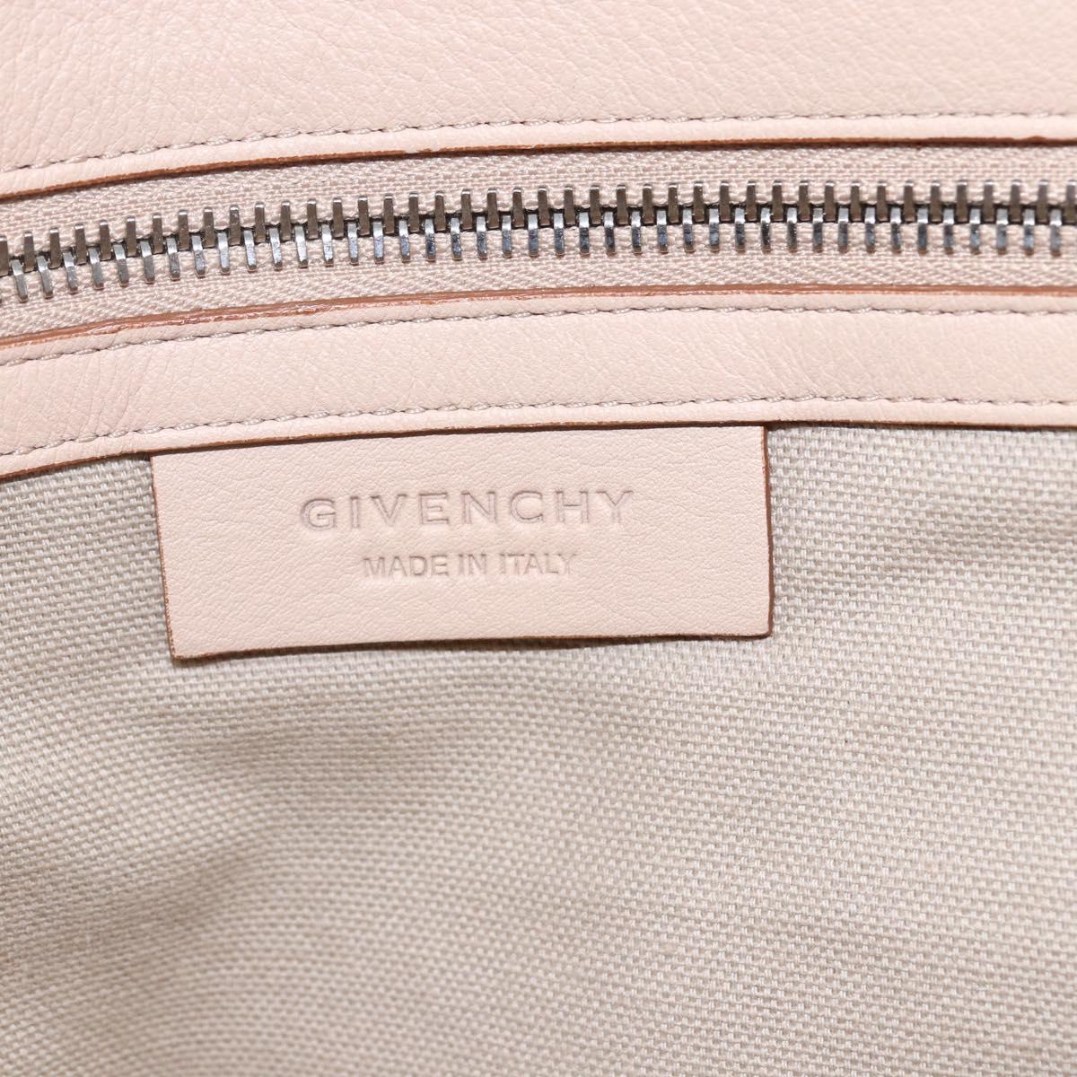 GIVENCHY Hand Bag Leather 2way Baby Blue Silver Auth bs30809
