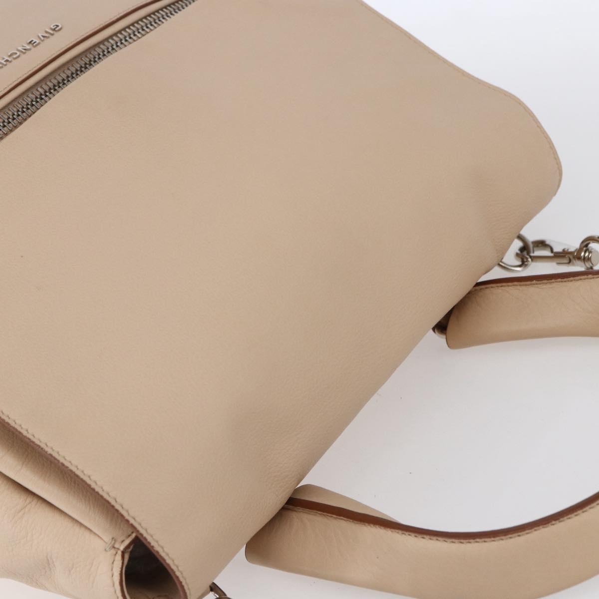 GIVENCHY Hand Bag Leather 2way Baby Blue Silver Auth bs30809