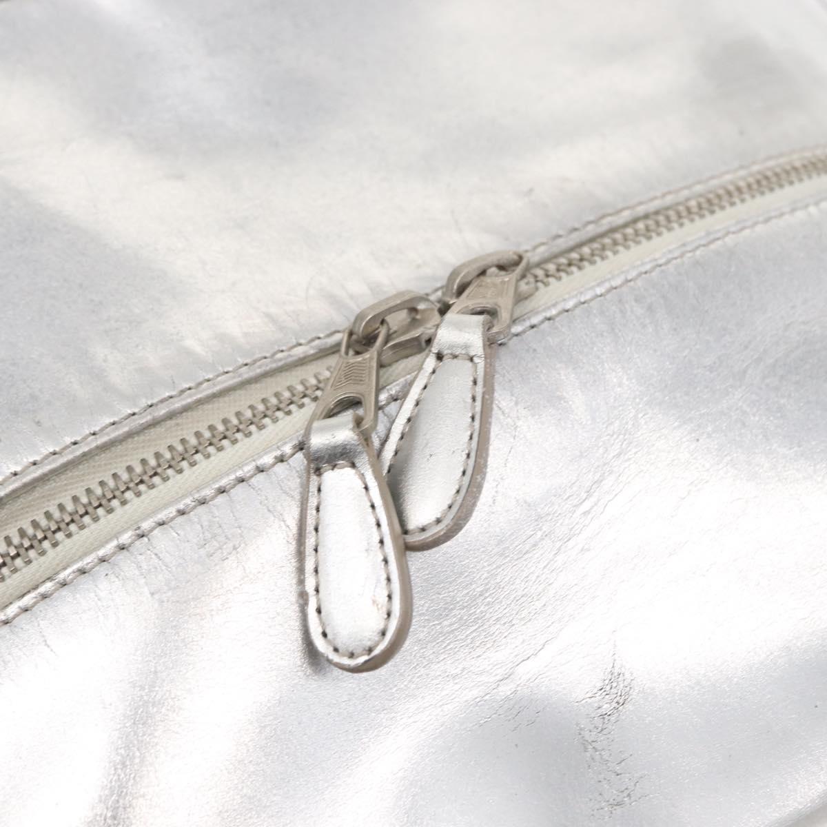 BALENCIAGA Grease Hand Bag Leather Silver 203249 Auth bs30812