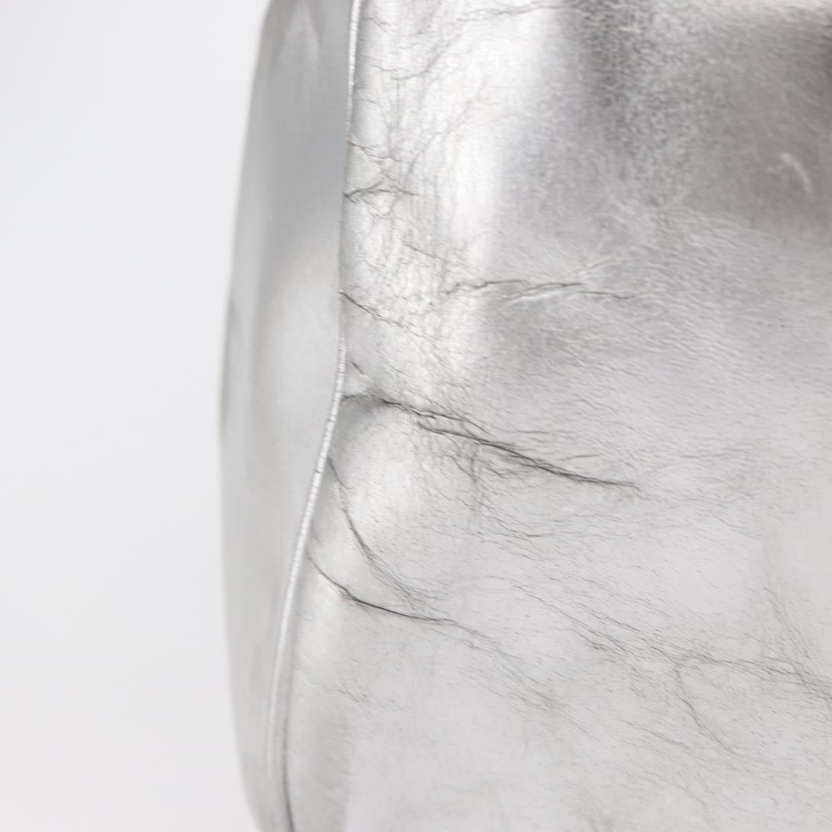 BALENCIAGA Grease Hand Bag Leather Silver 203249 Auth bs30812