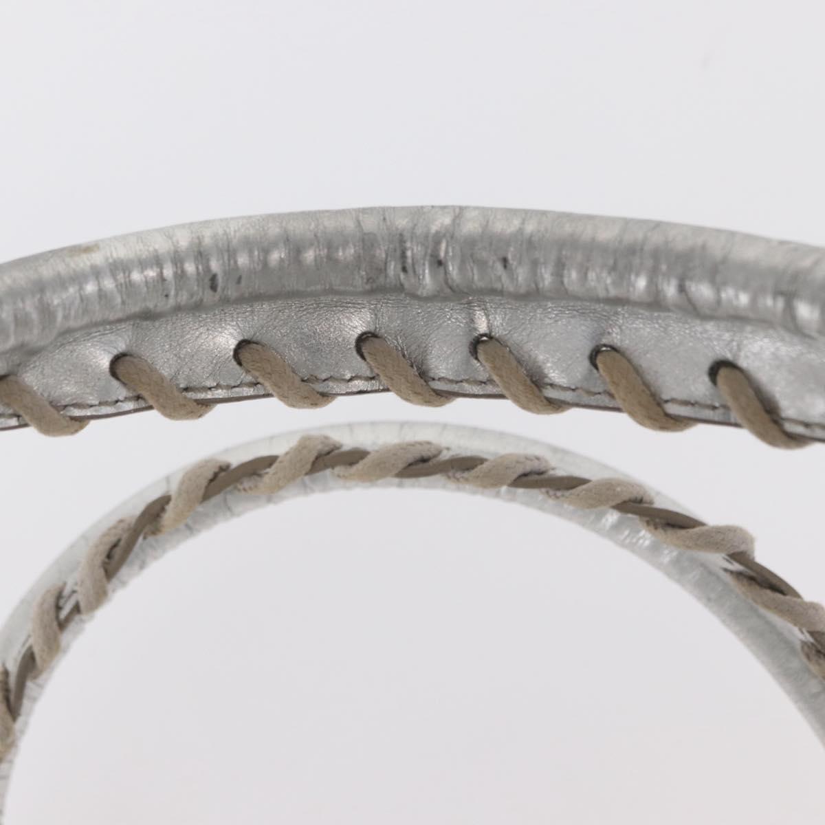 BALENCIAGA Grease Hand Bag Leather Silver 203249 Auth bs30812