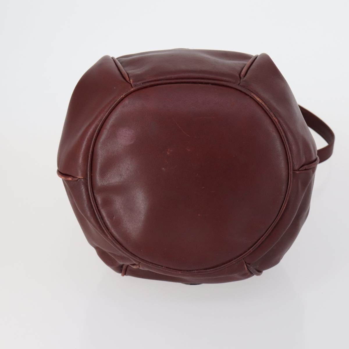 CARTIER Must Line Clutch Bag Leather 2 Set Bordeaux Gold Auth bs30815