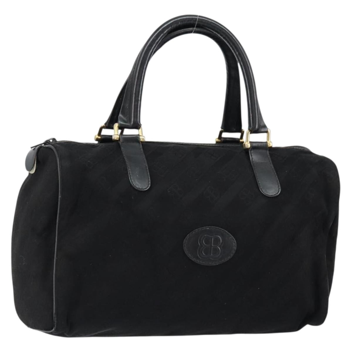 BALENCIAGA Hand Bag Canvas Black Gold Auth bs30816