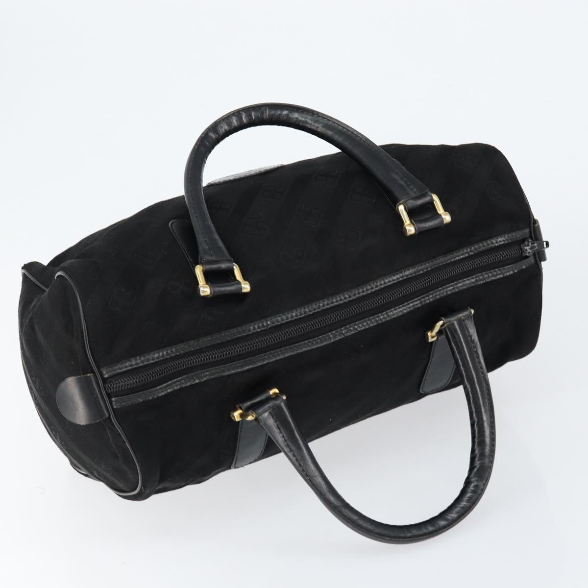 BALENCIAGA Hand Bag Canvas Black Gold Auth bs30816