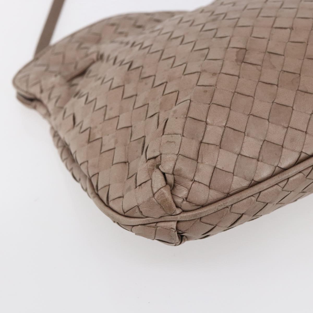 BOTTEGA VENETA INTRECCIATO Shoulder Bag Beige Gold Auth bs30817