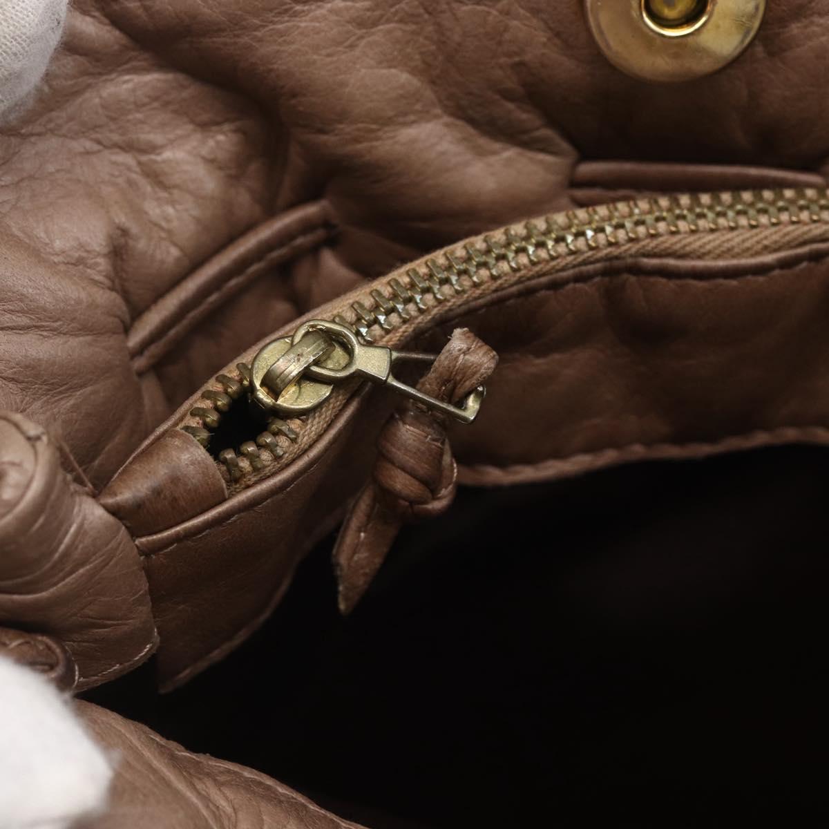 BOTTEGA VENETA INTRECCIATO Shoulder Bag Beige Gold Auth bs30817