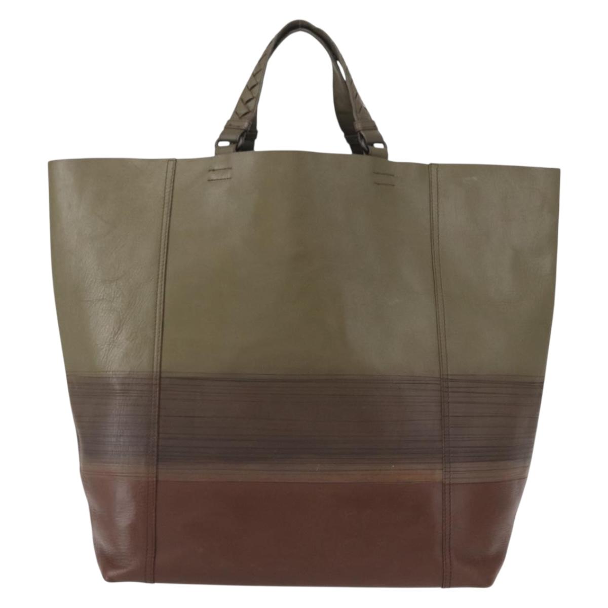 BOTTEGA VENETA INTRECCIATO Hand Bag Leather Khaki Auth bs30818
