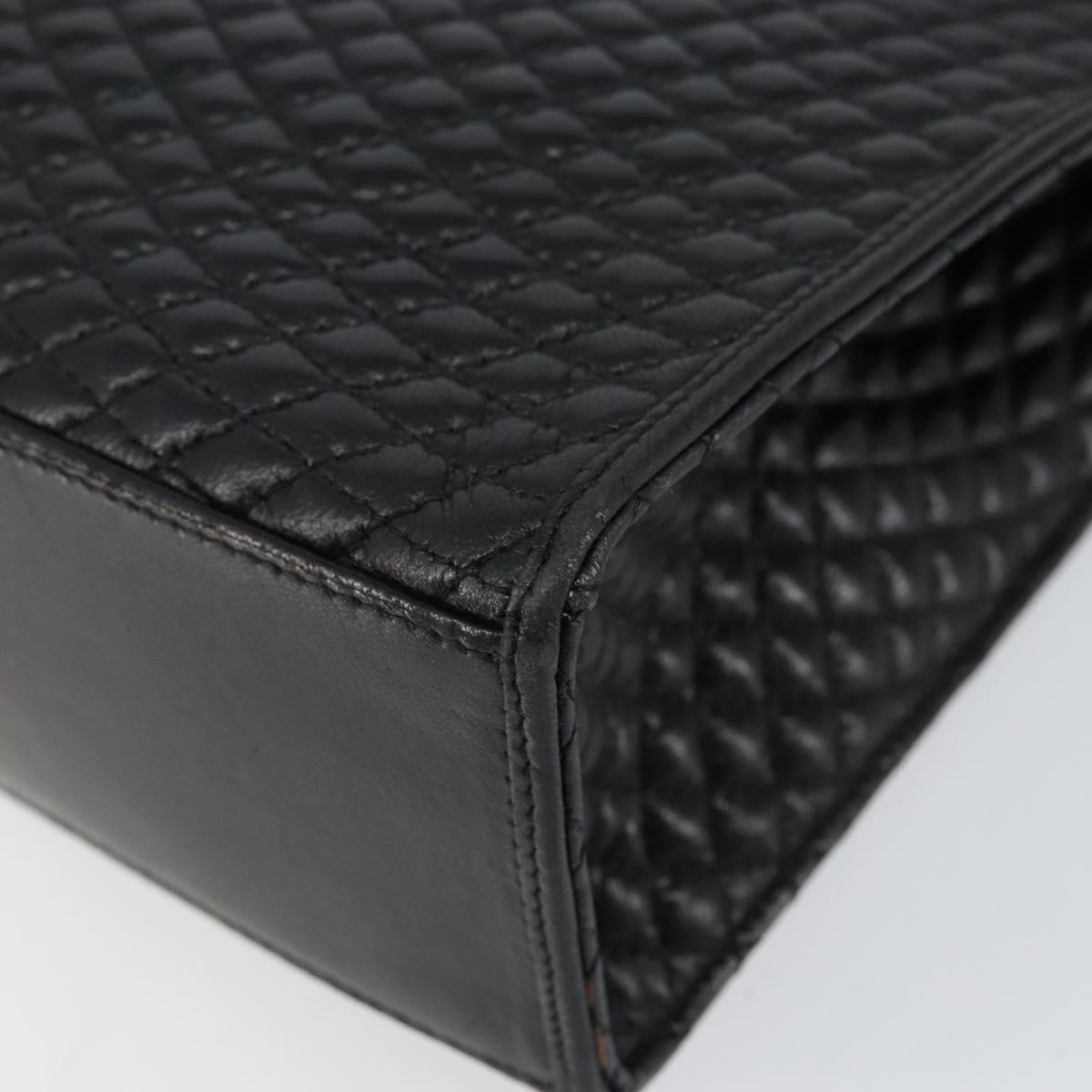 BALLY Hand Bag Leather Black Gold Auth bs30820