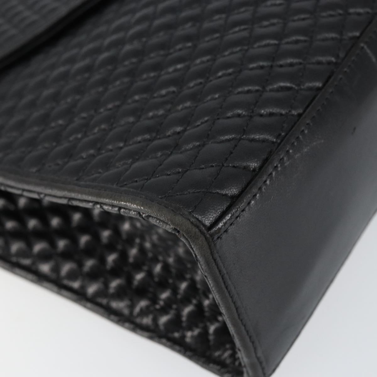 BALLY Hand Bag Leather Black Gold Auth bs30820