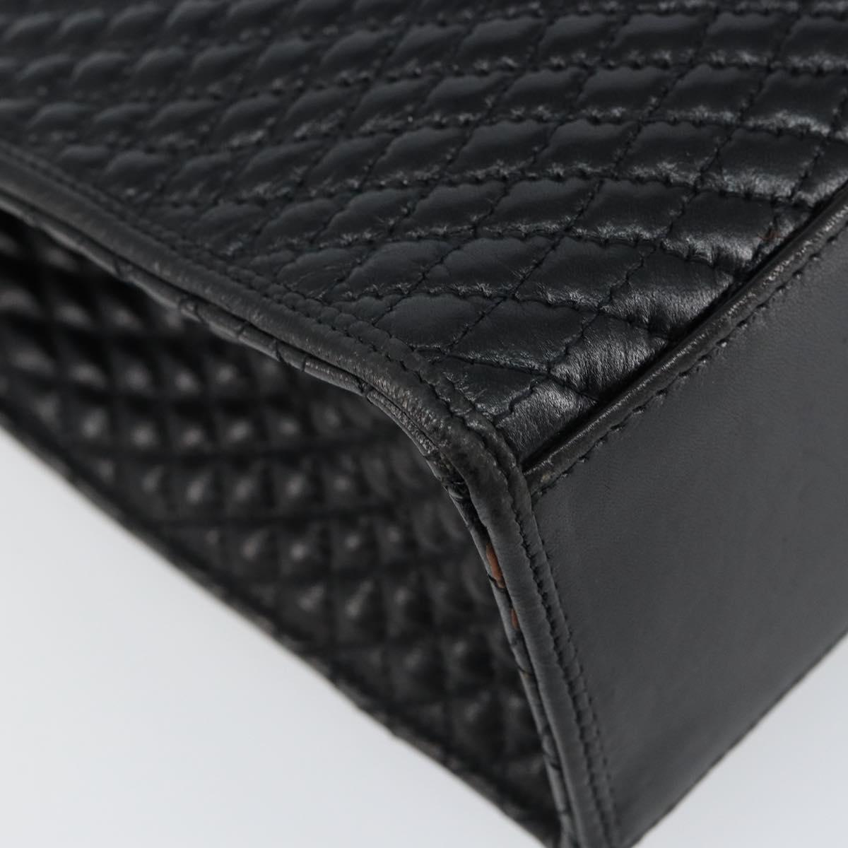 BALLY Hand Bag Leather Black Gold Auth bs30820