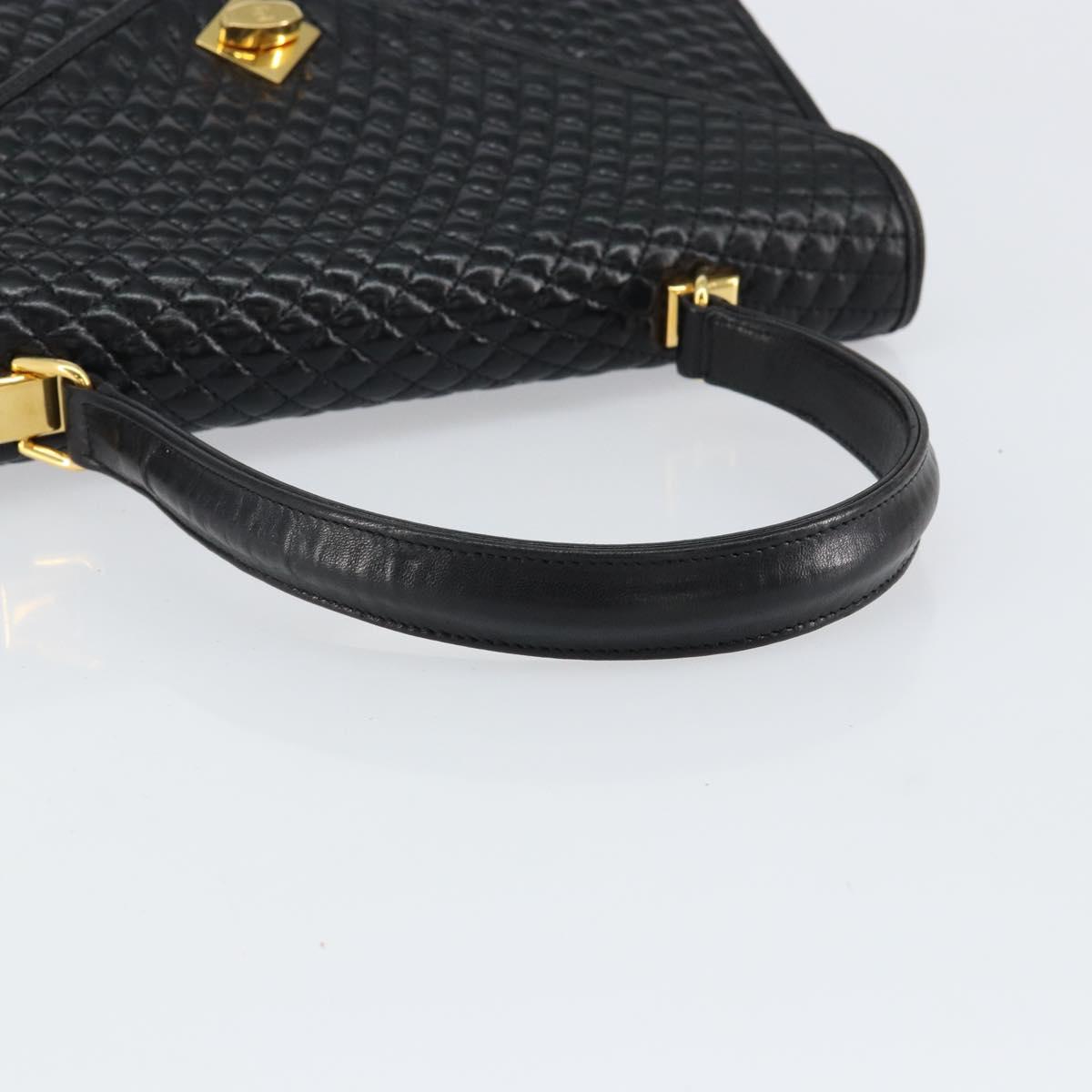 BALLY Hand Bag Leather Black Gold Auth bs30820