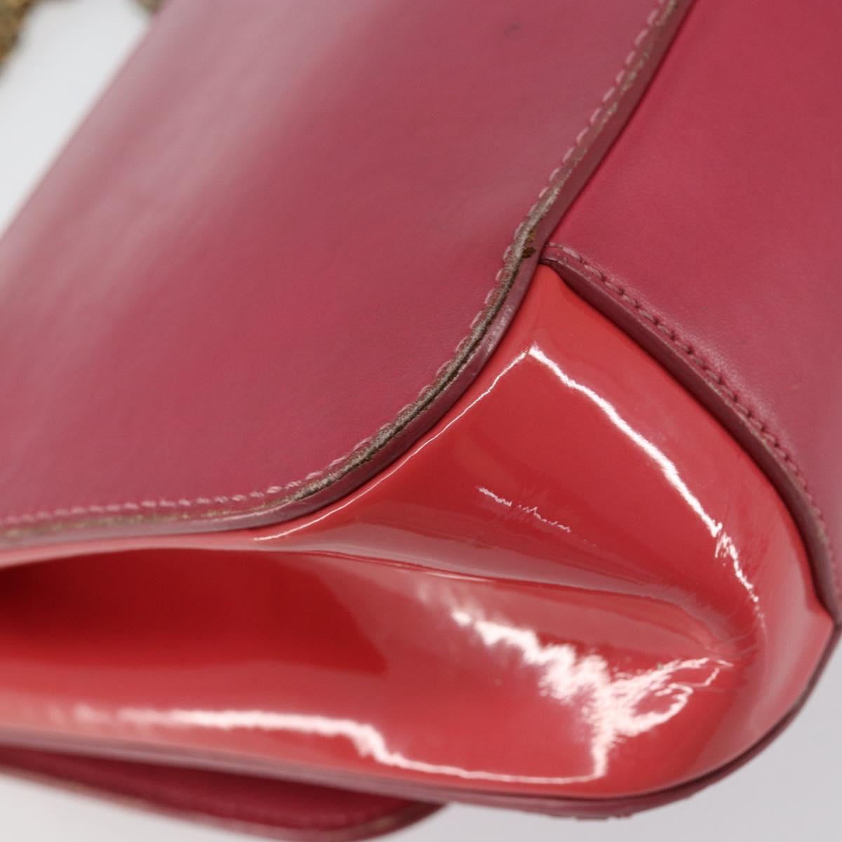 Christian Louboutin Studs Chain Shoulder Bag Enamel Pink Gold Auth bs30823