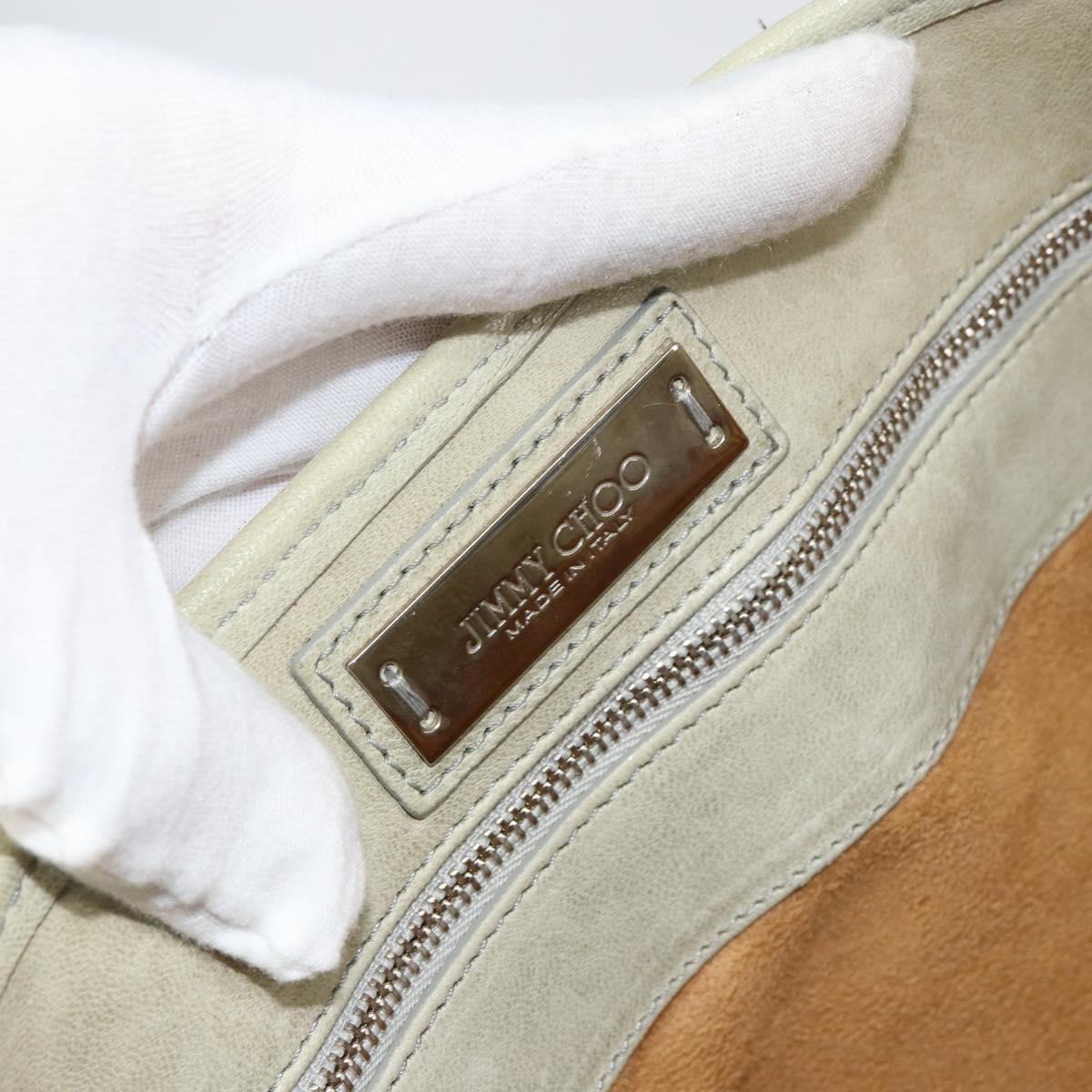 Jimmy Choo Studs Tote Bag Leather Beige Silver Auth bs30825