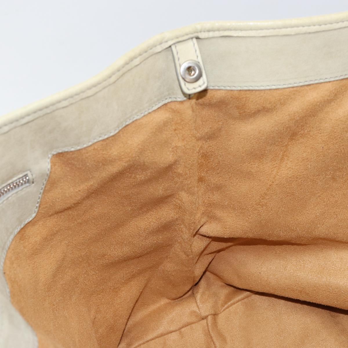 Jimmy Choo Studs Tote Bag Leather Beige Silver Auth bs30825