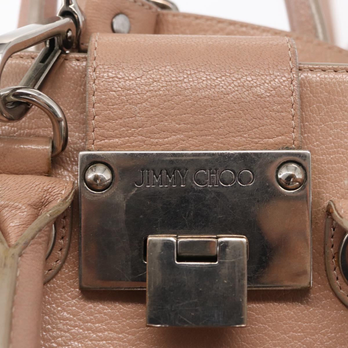 Jimmy Choo Hand Bag Leather 2way Pink Silver Auth bs30826