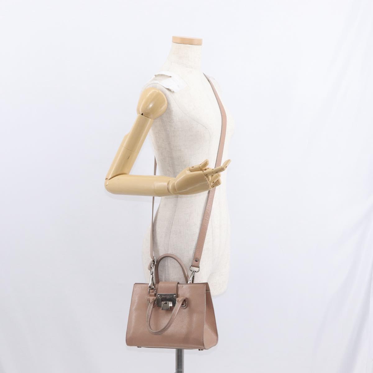 Jimmy Choo Hand Bag Leather 2way Pink Silver Auth bs30826