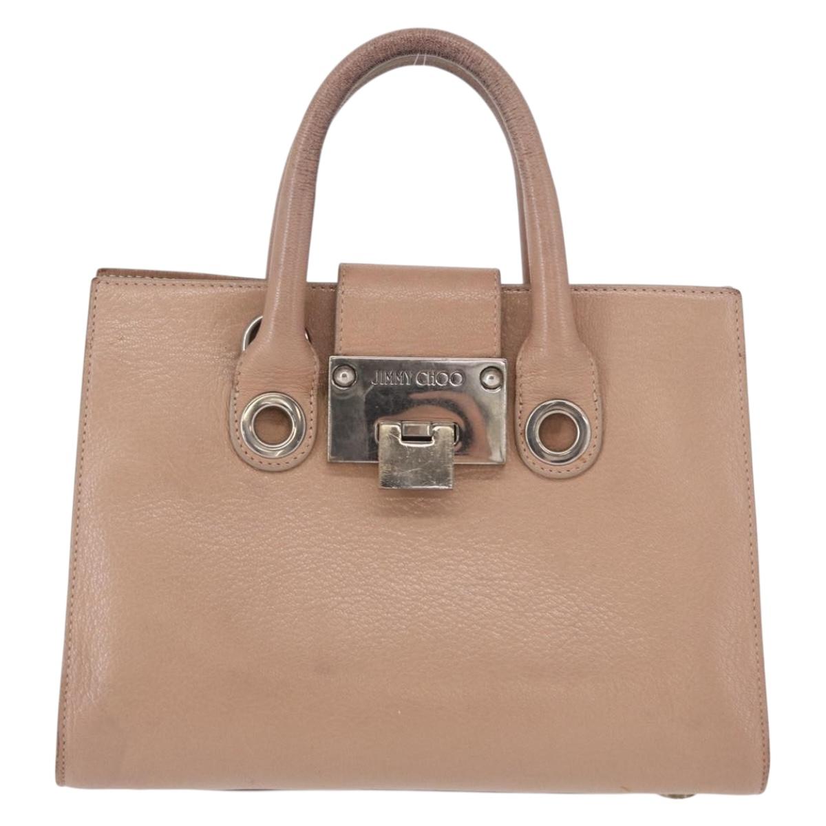 Jimmy Choo Hand Bag Leather 2way Pink Silver Auth bs30826