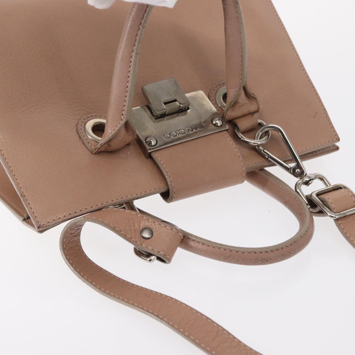 Jimmy Choo Hand Bag Leather 2way Pink Silver Auth bs30826