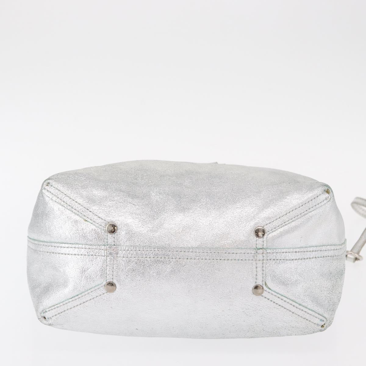 TIFFANY&Co. Hand Bag Leather Silver Auth bs30827