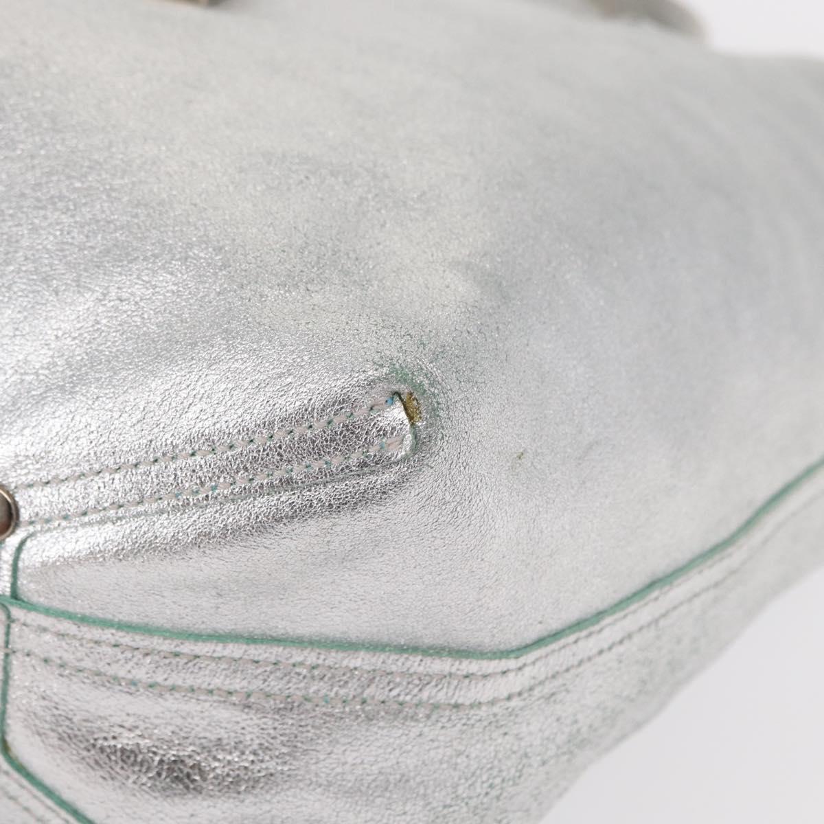 TIFFANY&Co. Hand Bag Leather Silver Auth bs30827