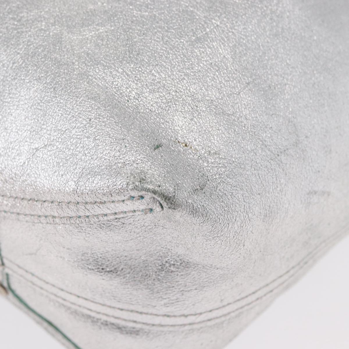 TIFFANY&Co. Hand Bag Leather Silver Auth bs30827