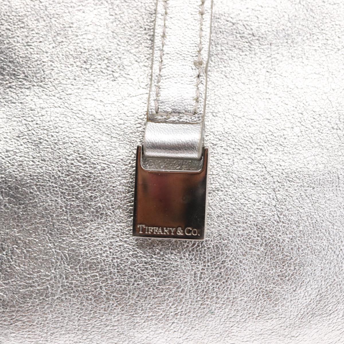 TIFFANY&Co. Hand Bag Leather Silver Auth bs30827