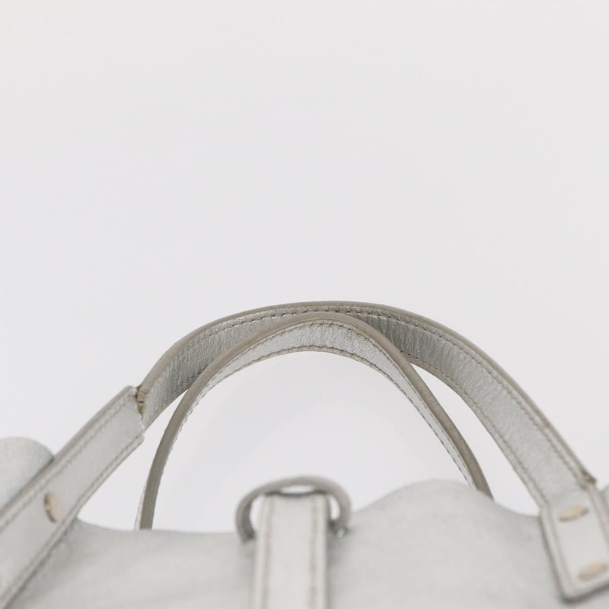 TIFFANY&Co. Hand Bag Leather Silver Auth bs30827