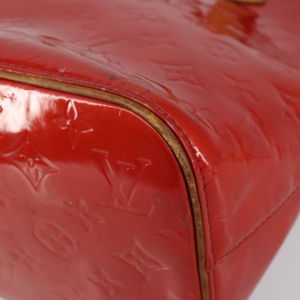 LOUIS VUITTON Monogram Vernis Houston Hand Bag Rouge M91092 LV Auth bs30835